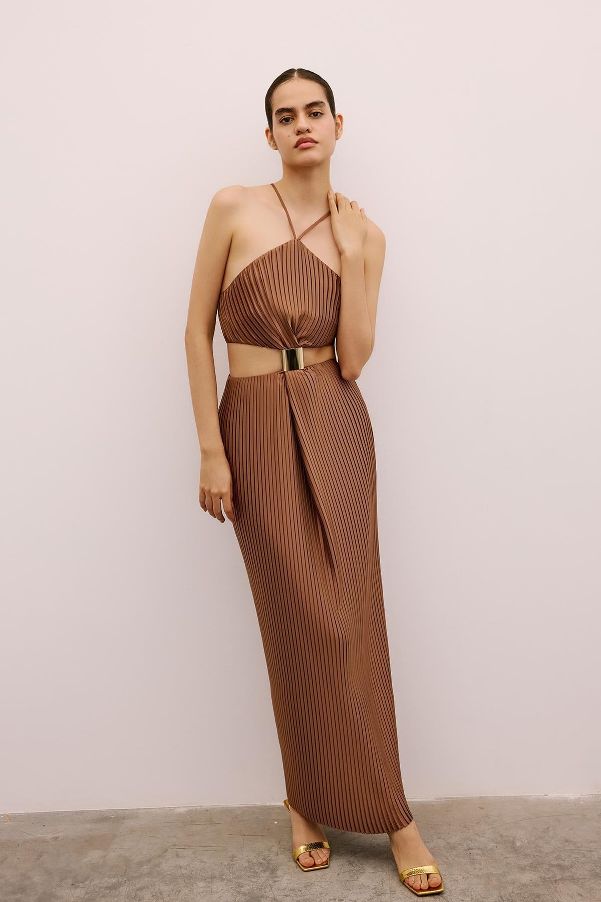 Long Dress with Gold Accessories
