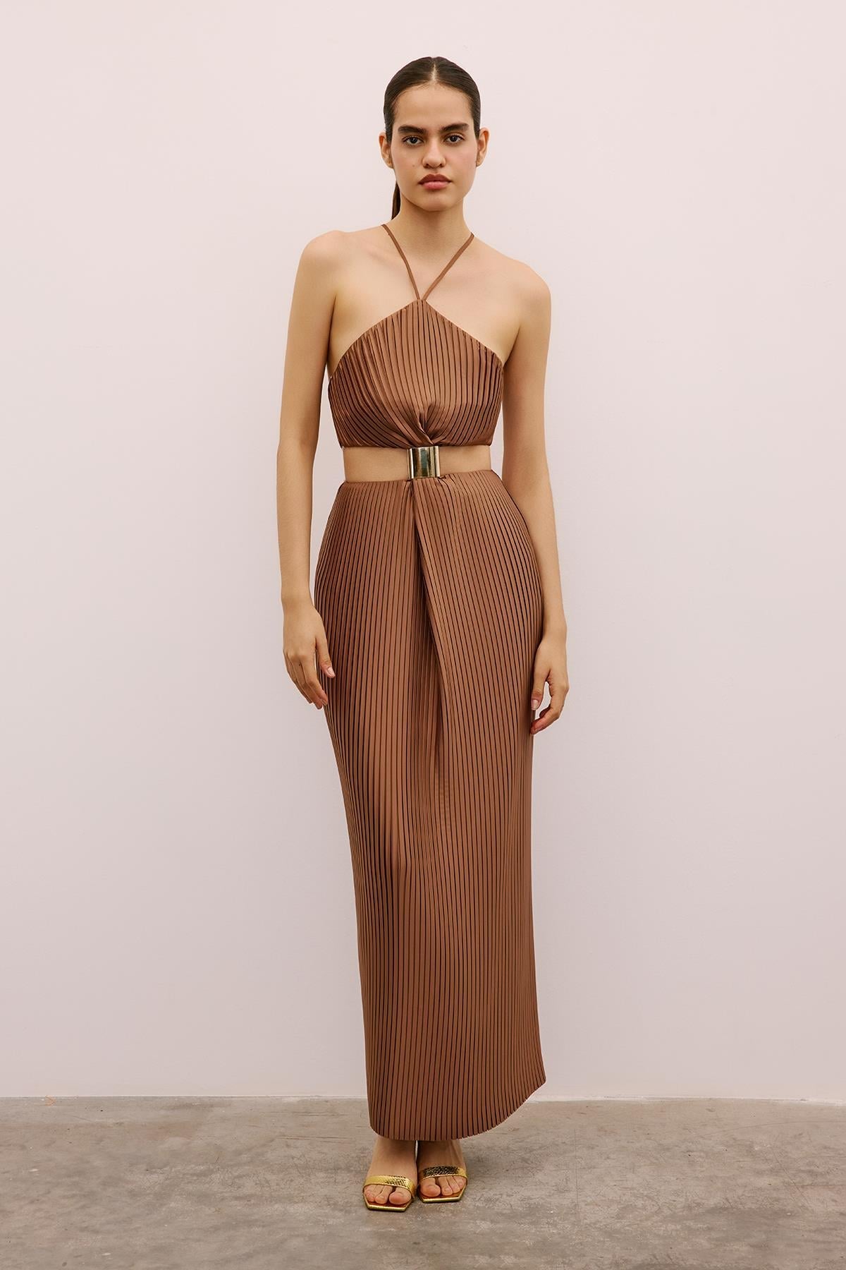 Long Dress with Gold Accessories