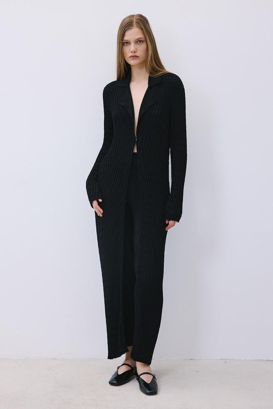 Long Jacquard Knit Cardigan