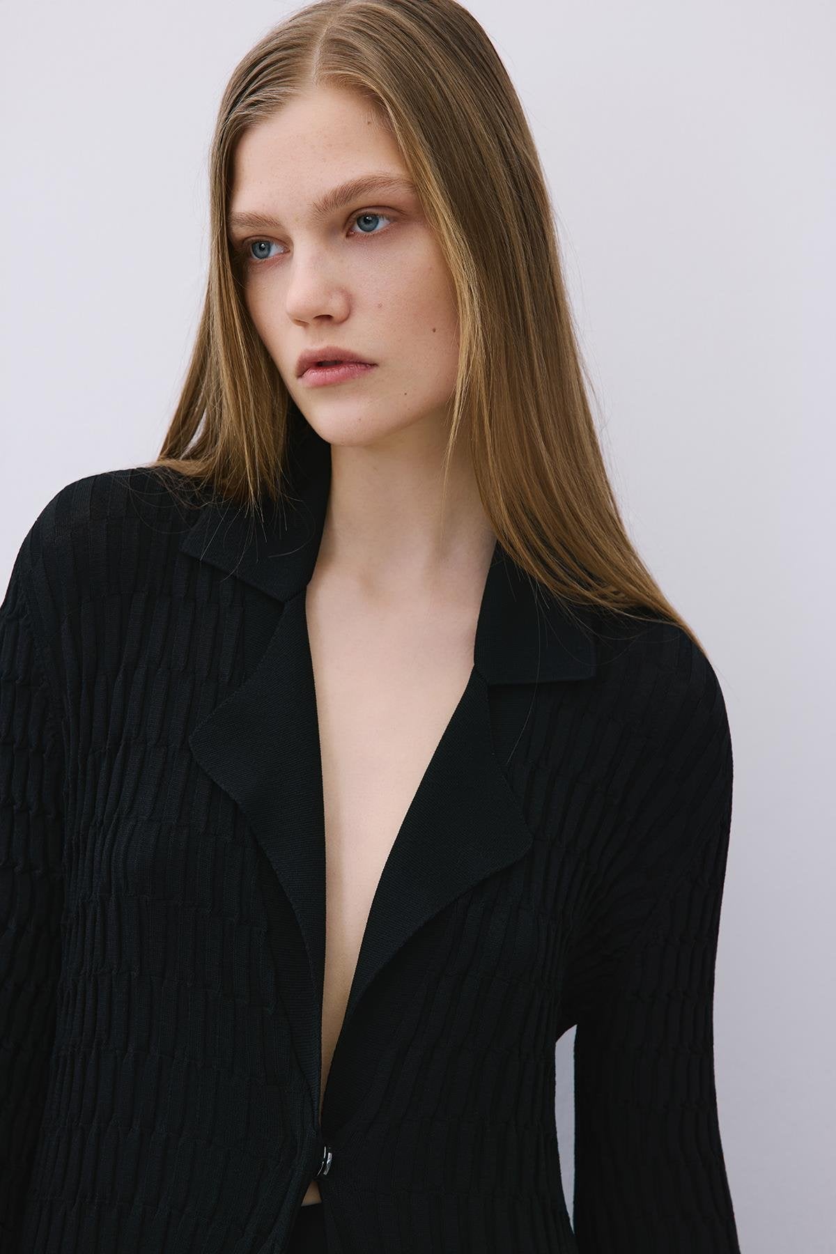 Long Jacquard Knit Cardigan