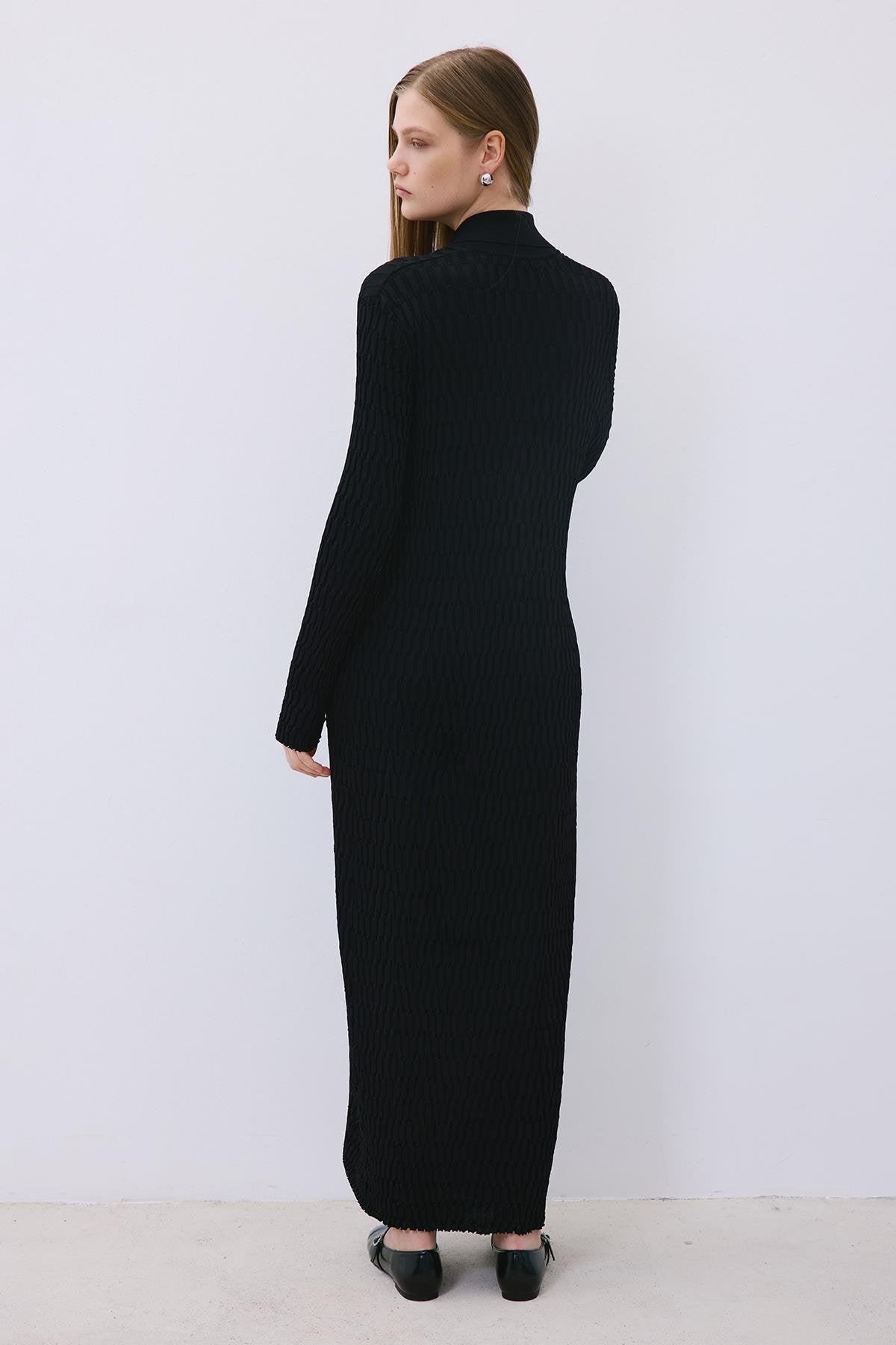 Long Jacquard Knit Cardigan