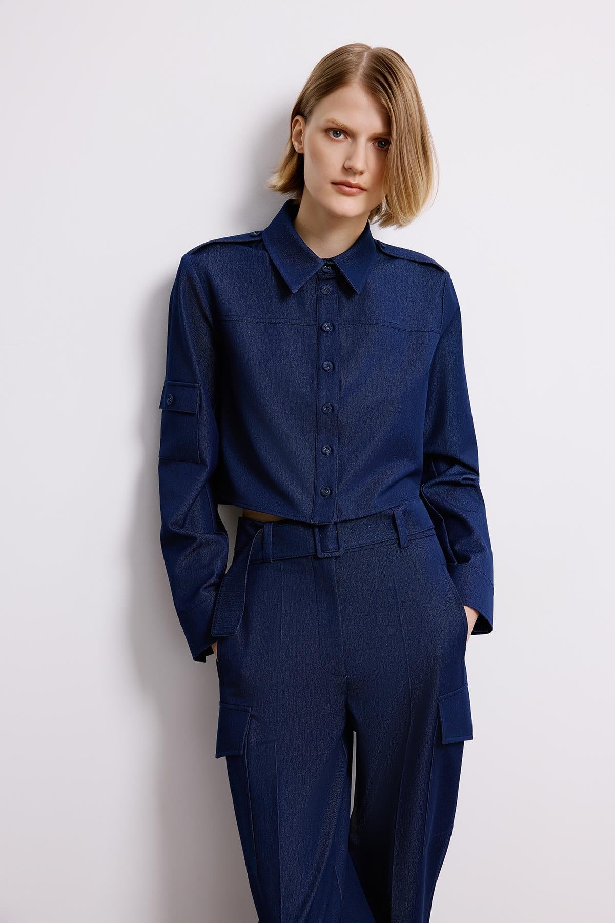 Gray Denim Long Sleeve Shirt