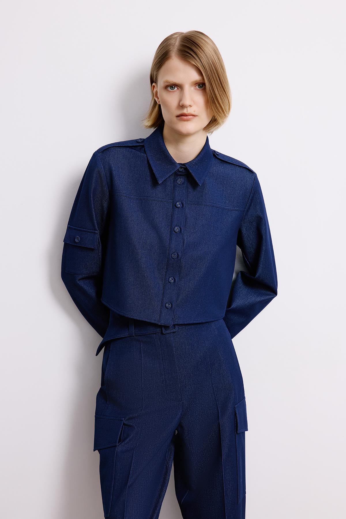 Gray Denim Long Sleeve Shirt