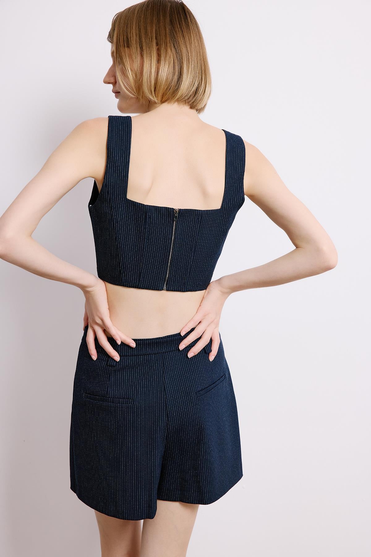 Striped Skort With Belt Detail