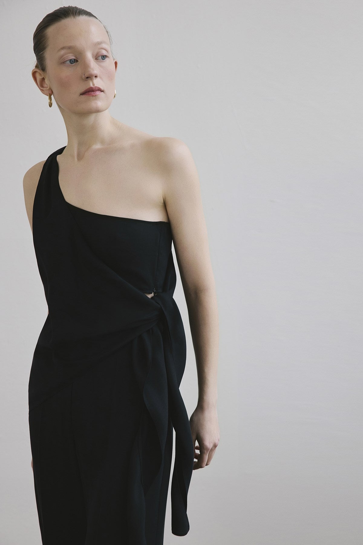 One Shoulder Side Tie Blouse