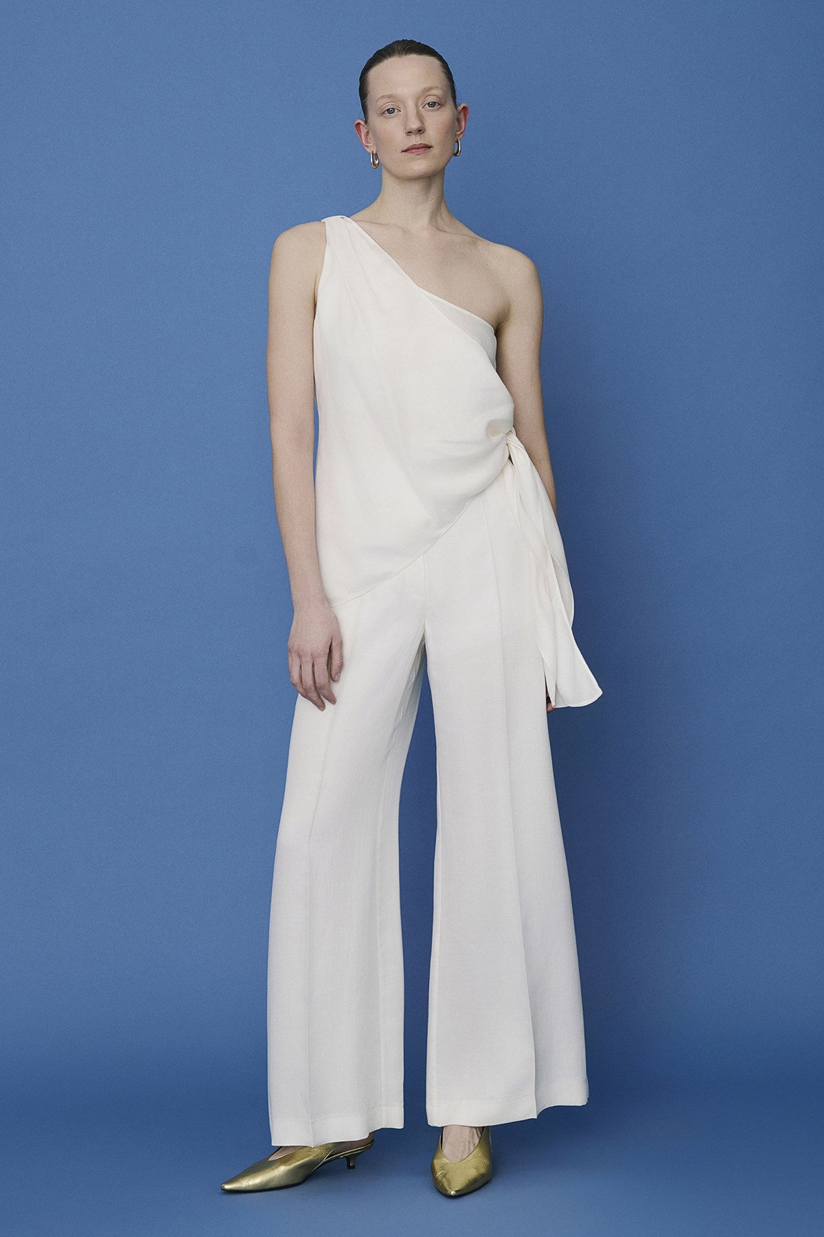One Shoulder Side Tie Blouse
