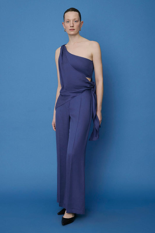 One Shoulder Side Tie Blouse