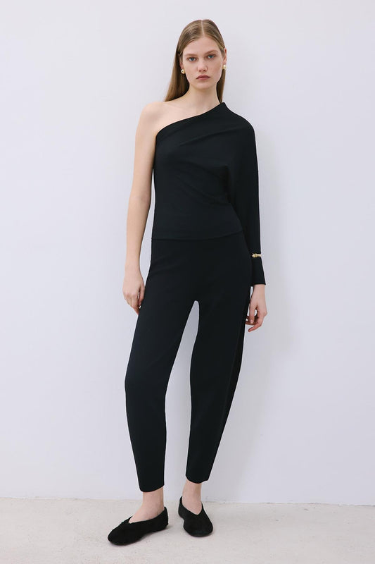 One-Shoulder Wool Blouse