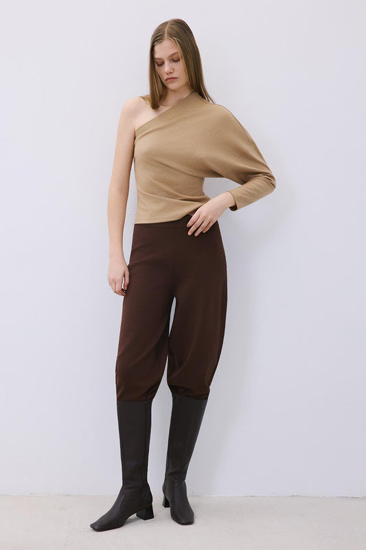 One-Shoulder Wool Blouse