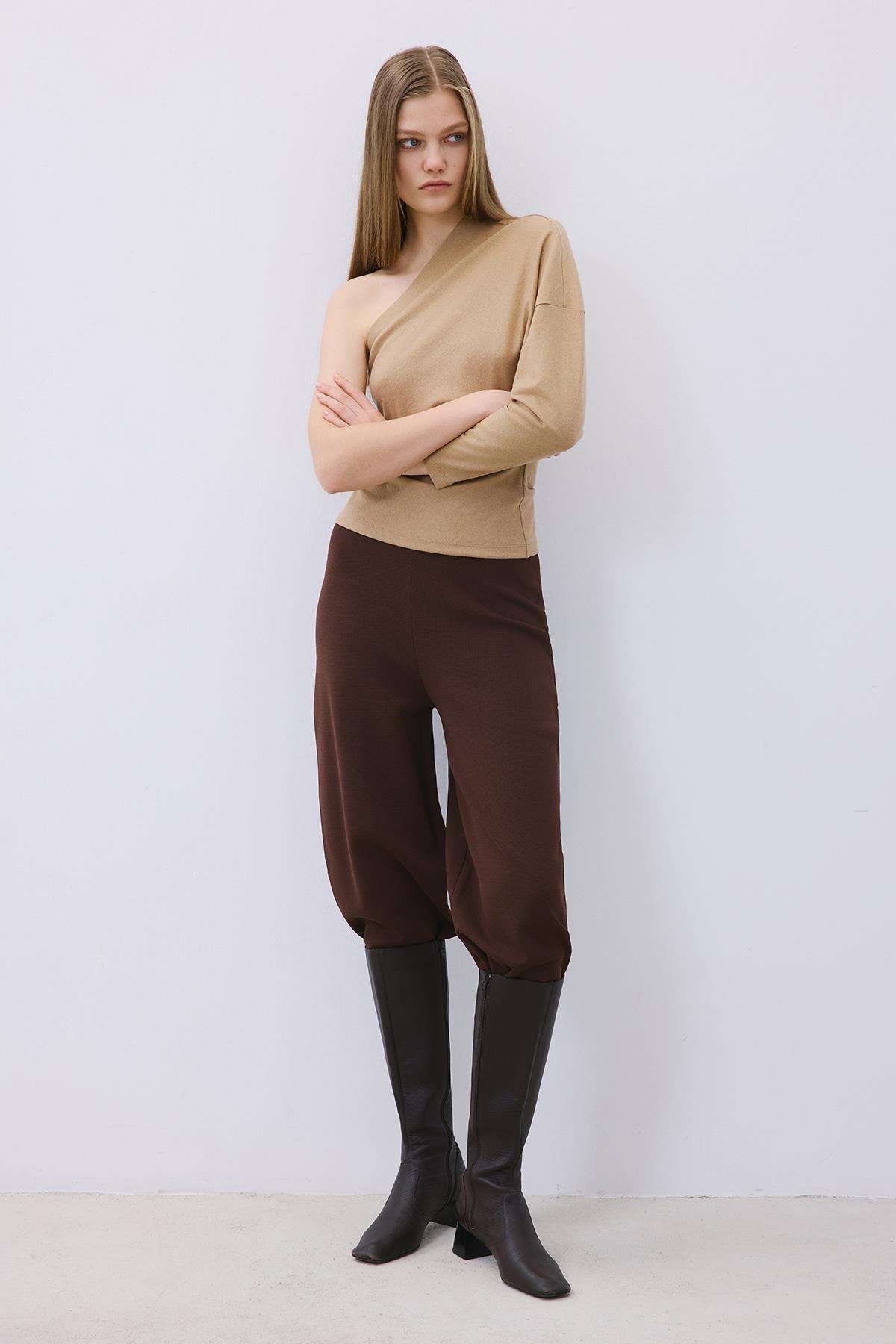 One-Shoulder Wool Blouse