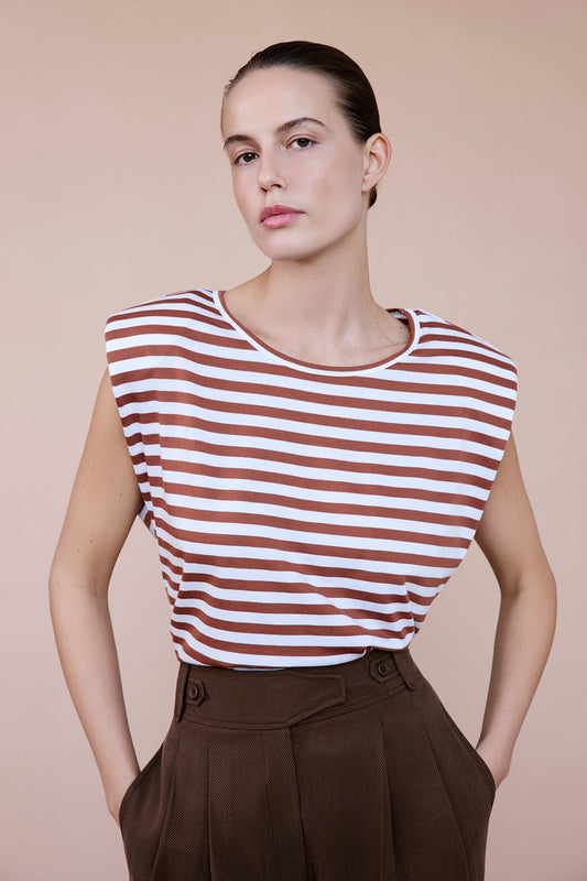 Padded Knit Black White T-shirt