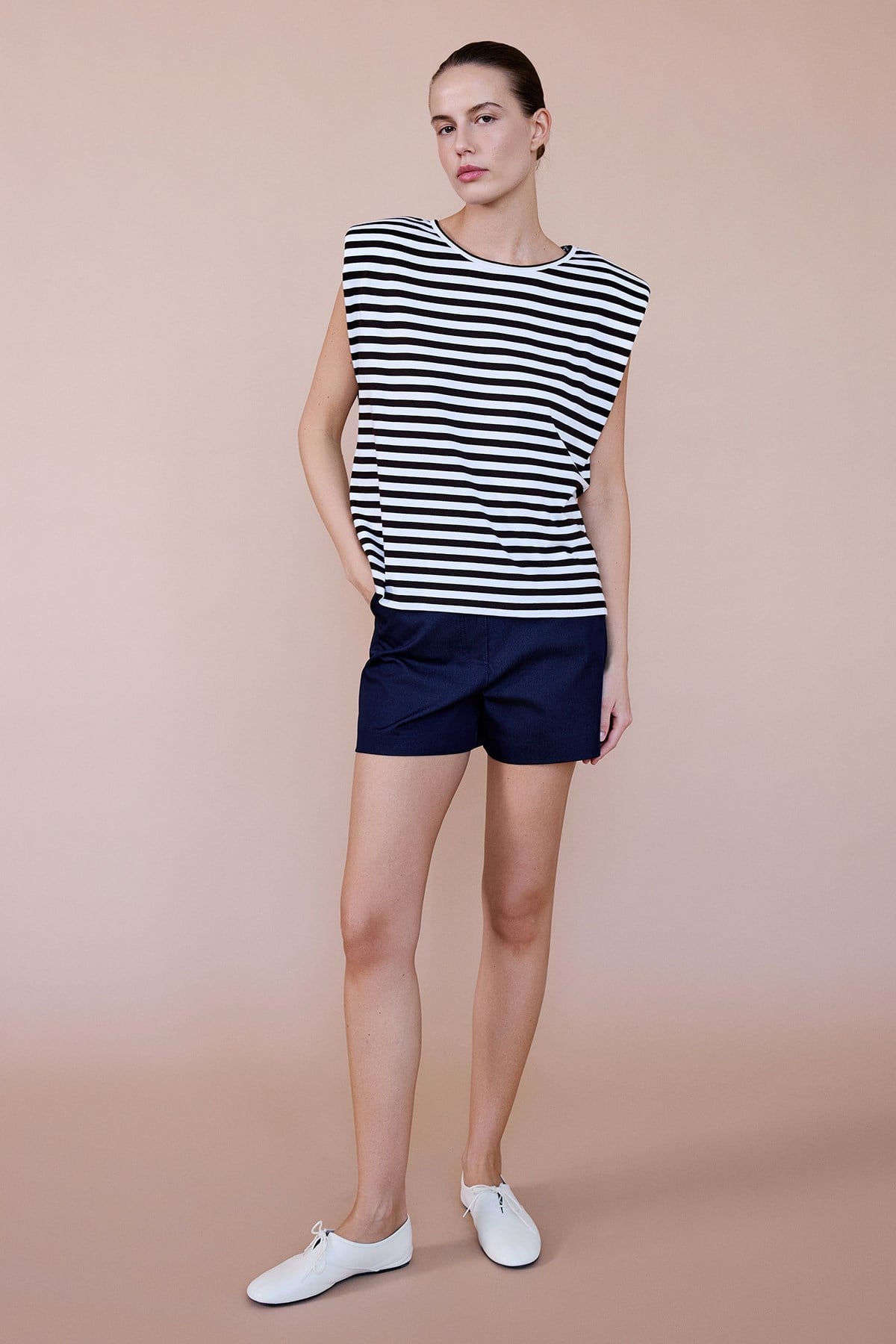 Padded Knit Black White T-shirt