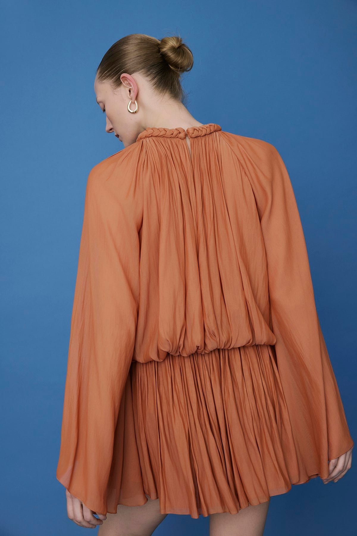 Ruffle Sleeve Mini Stone Dress