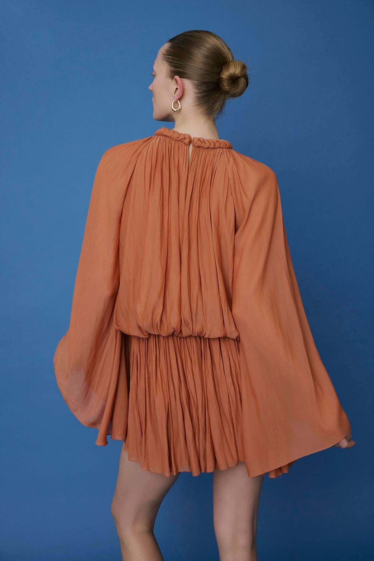 Ruffle Sleeve Mini Stone Dress