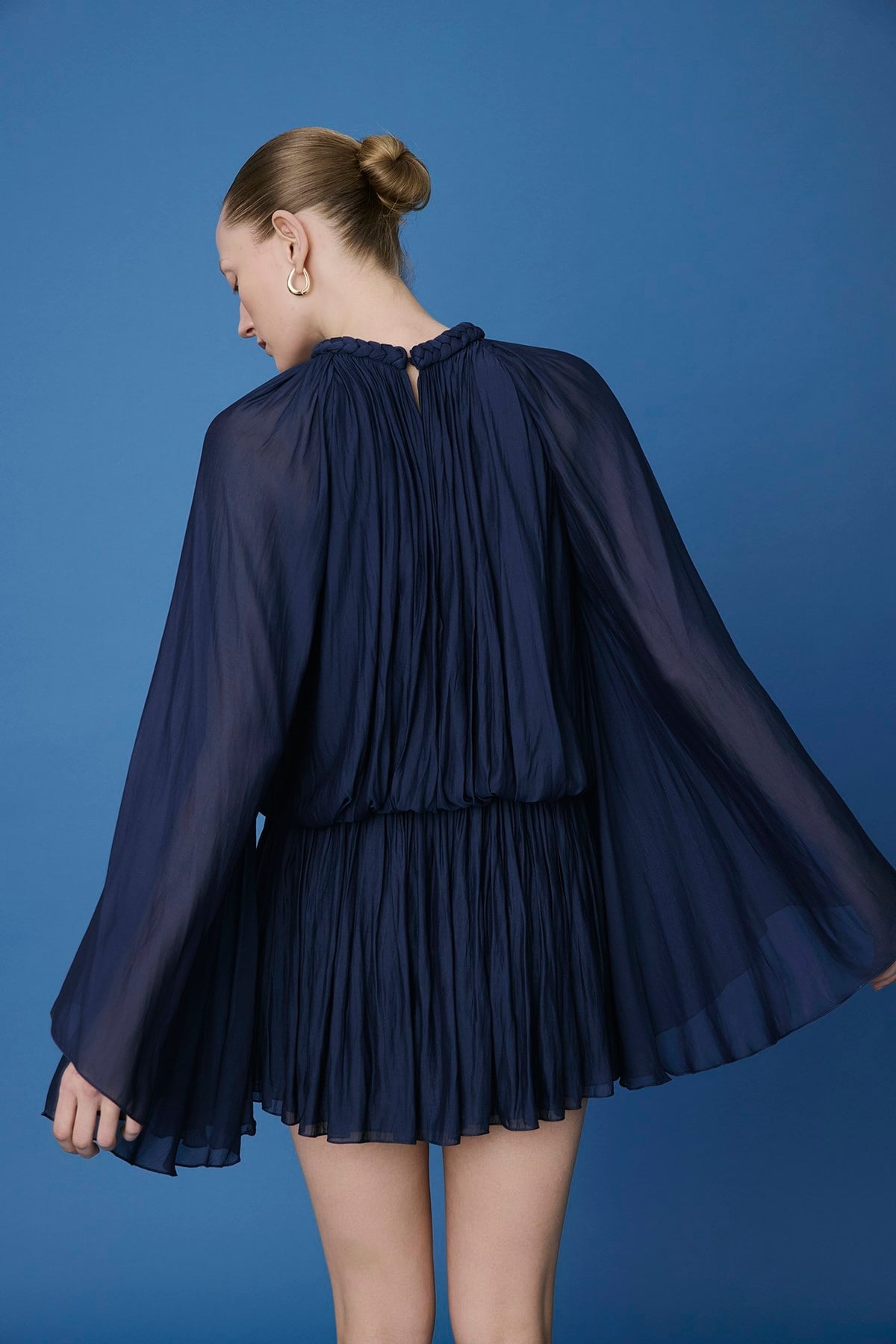 Ruffle Sleeve Mini Stone Dress