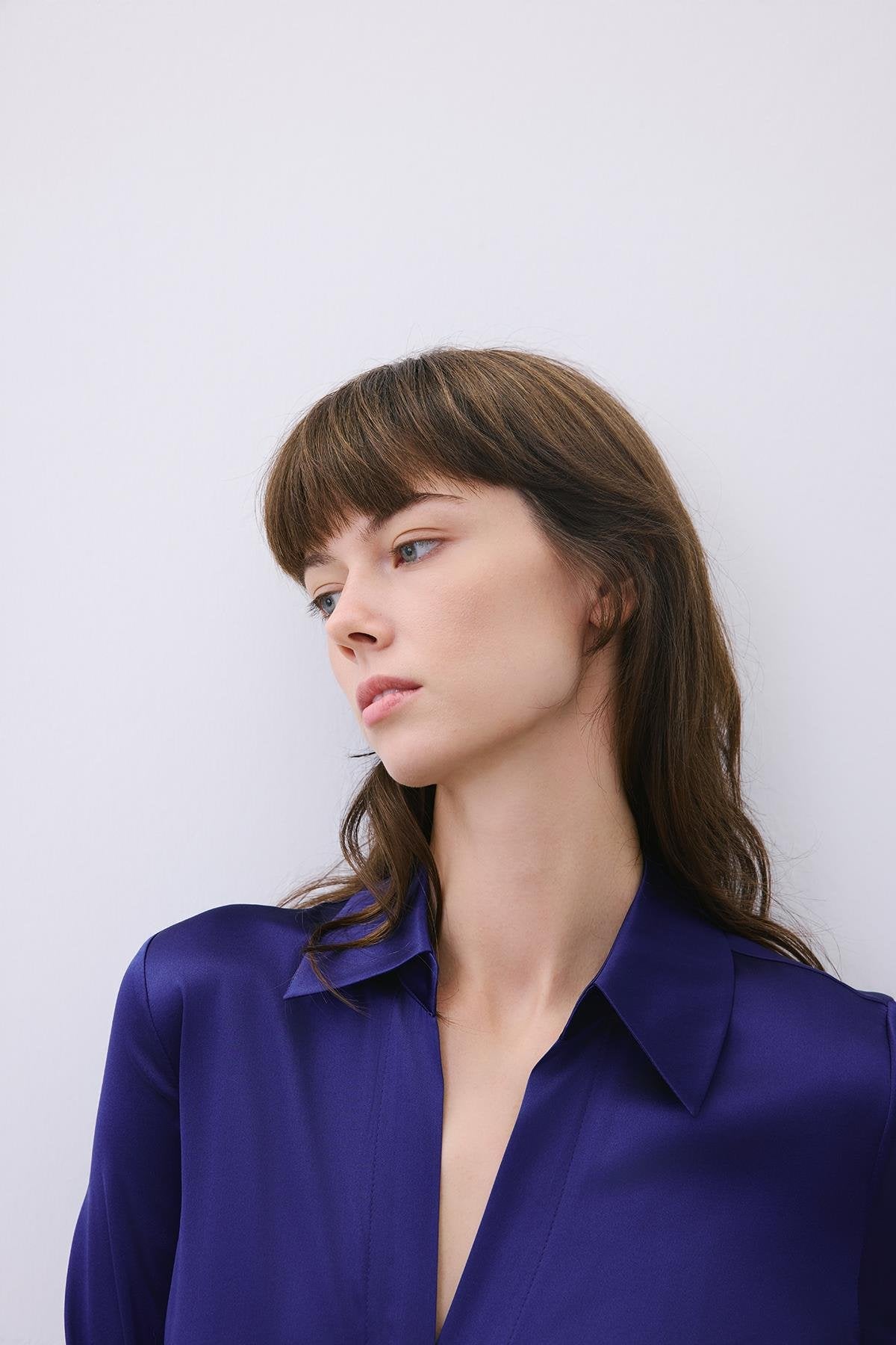 Silk Tie-Front Crop Shirt Blouse