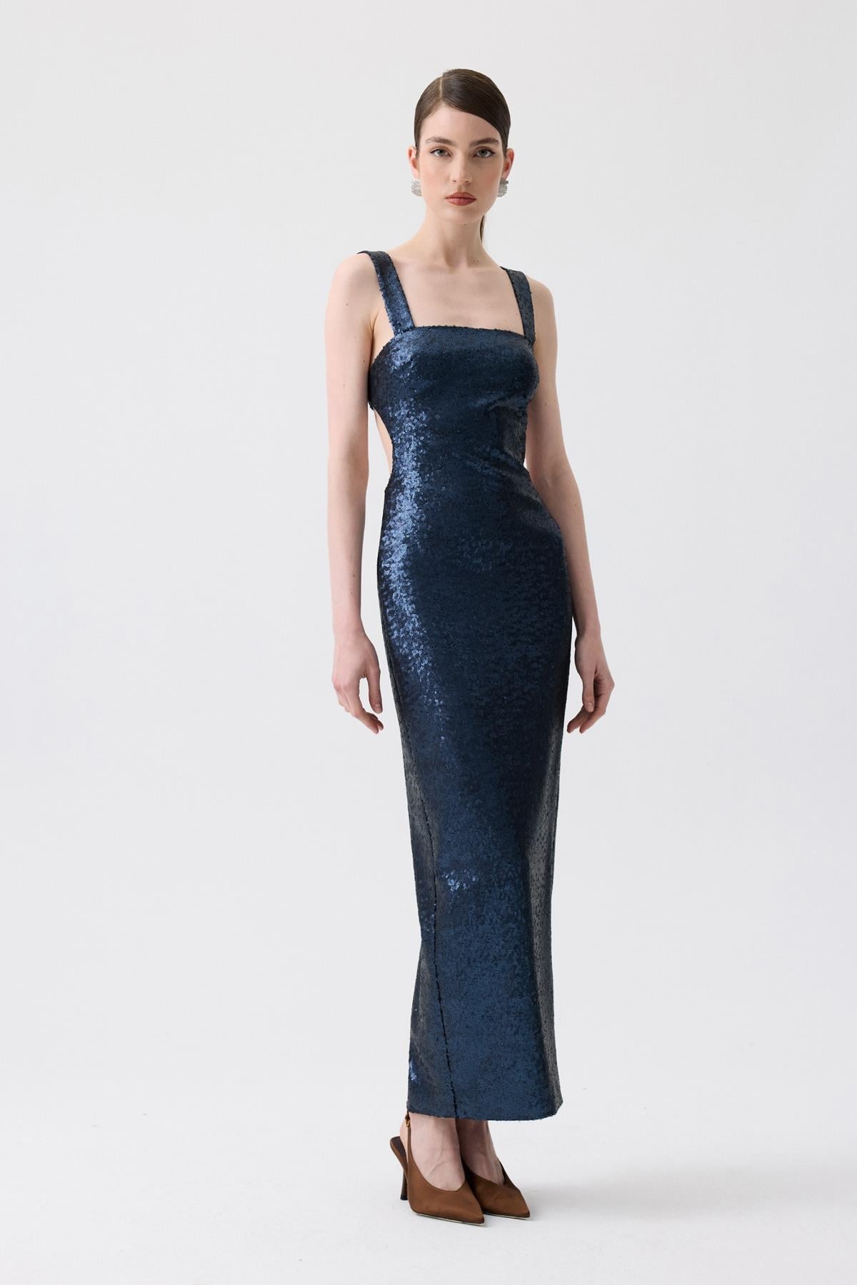 Slit Detail Long Sequin Dress