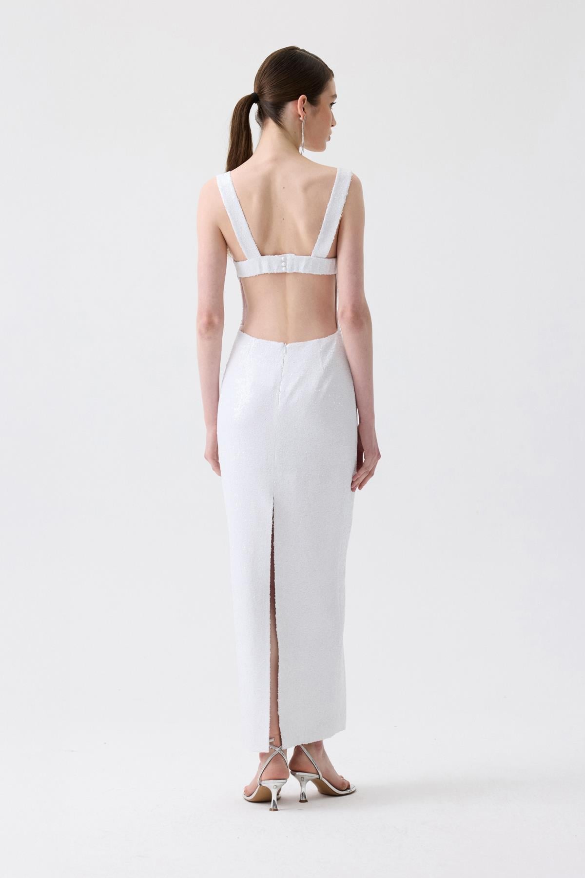 Slit Detail Long Sequin Dress