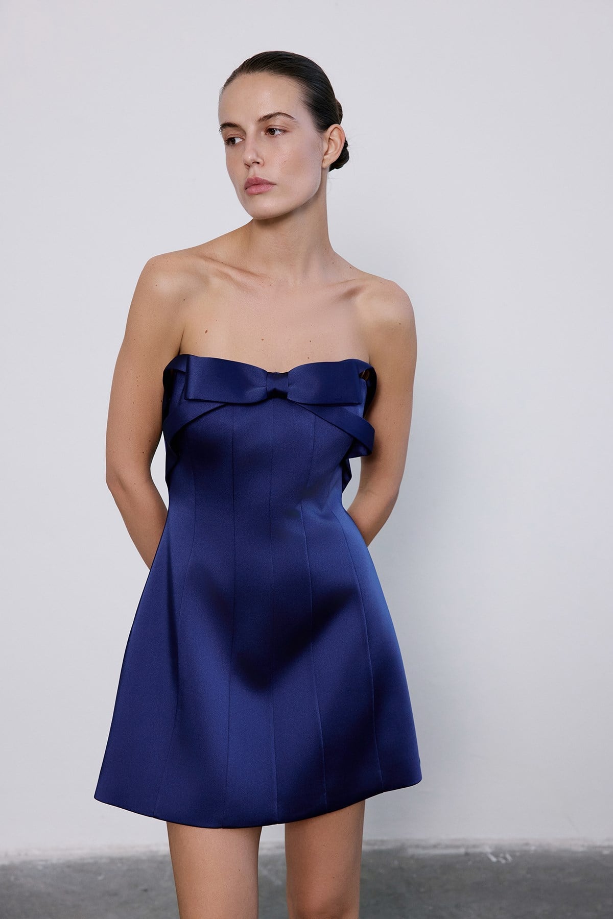 Strapless Bow Detail Mini Dress