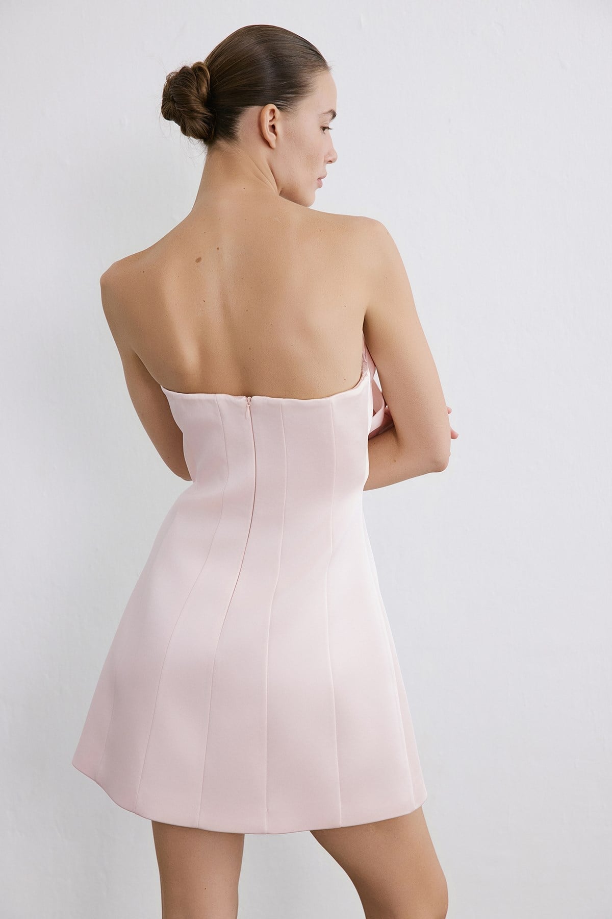 Strapless Bow Detail Mini Dress