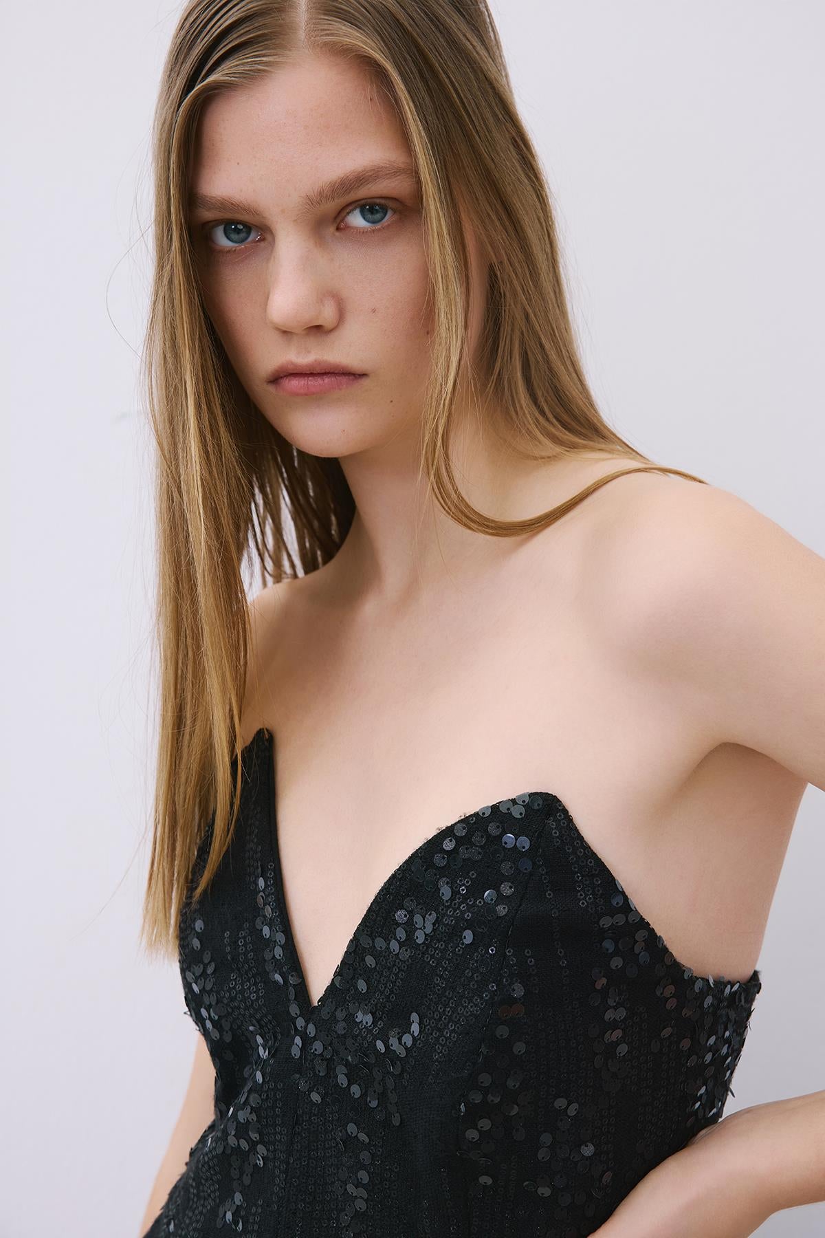 Strapless Sequin Mini Dress