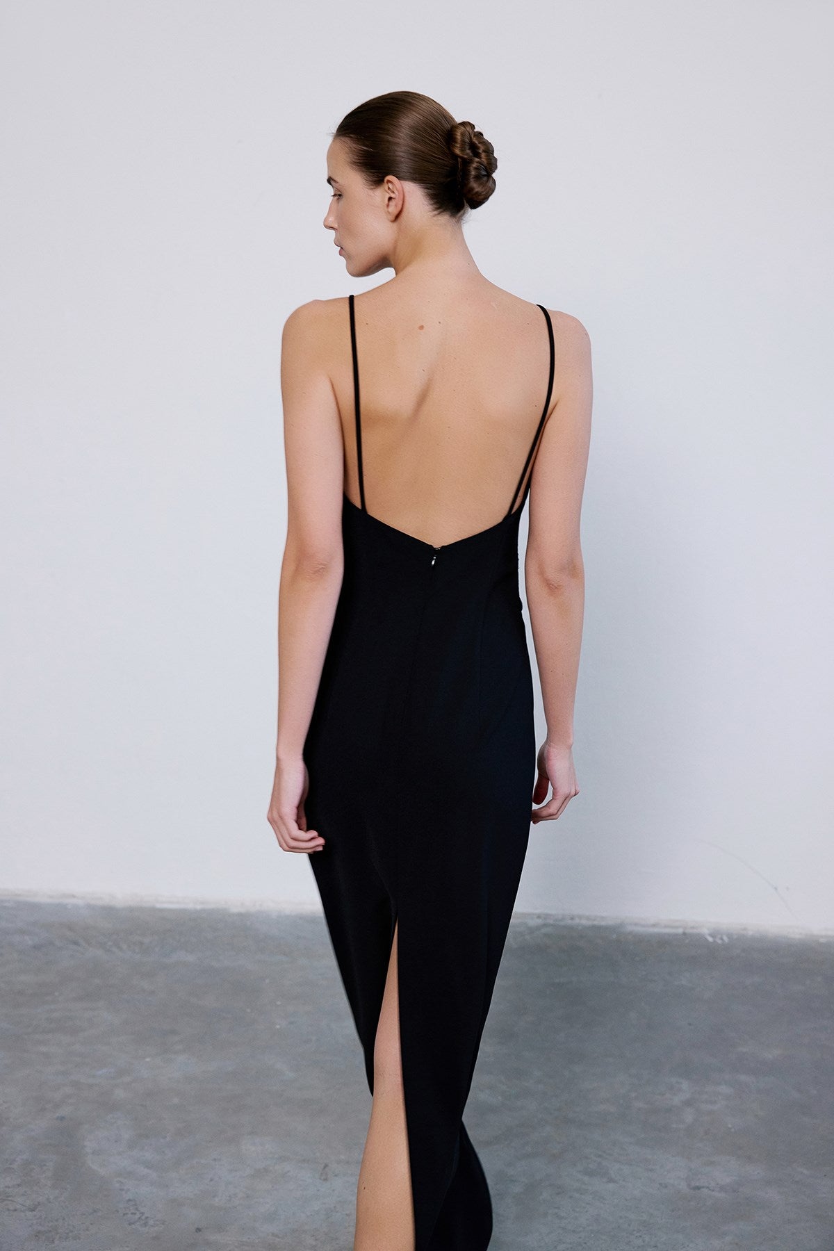 Strapless Slit Long Coral Dress