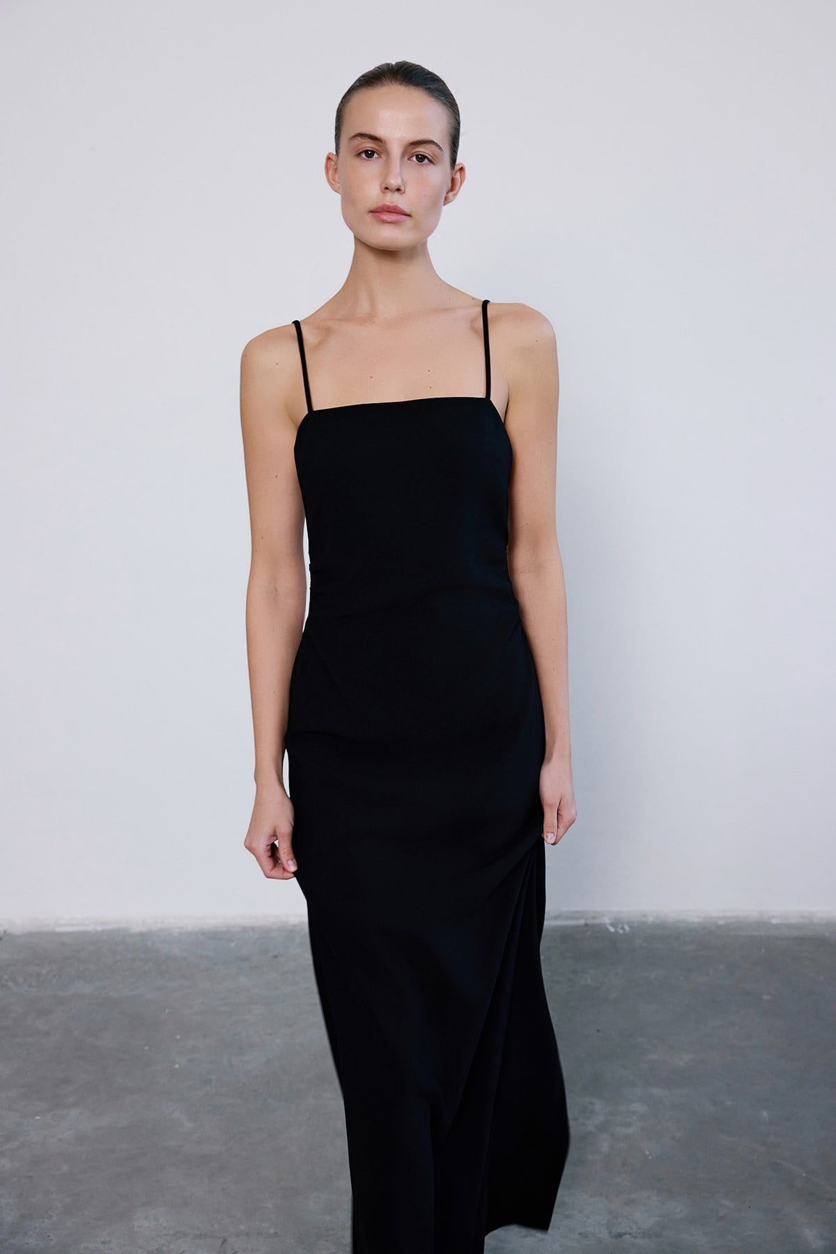 Strapless Slit Long Coral Dress