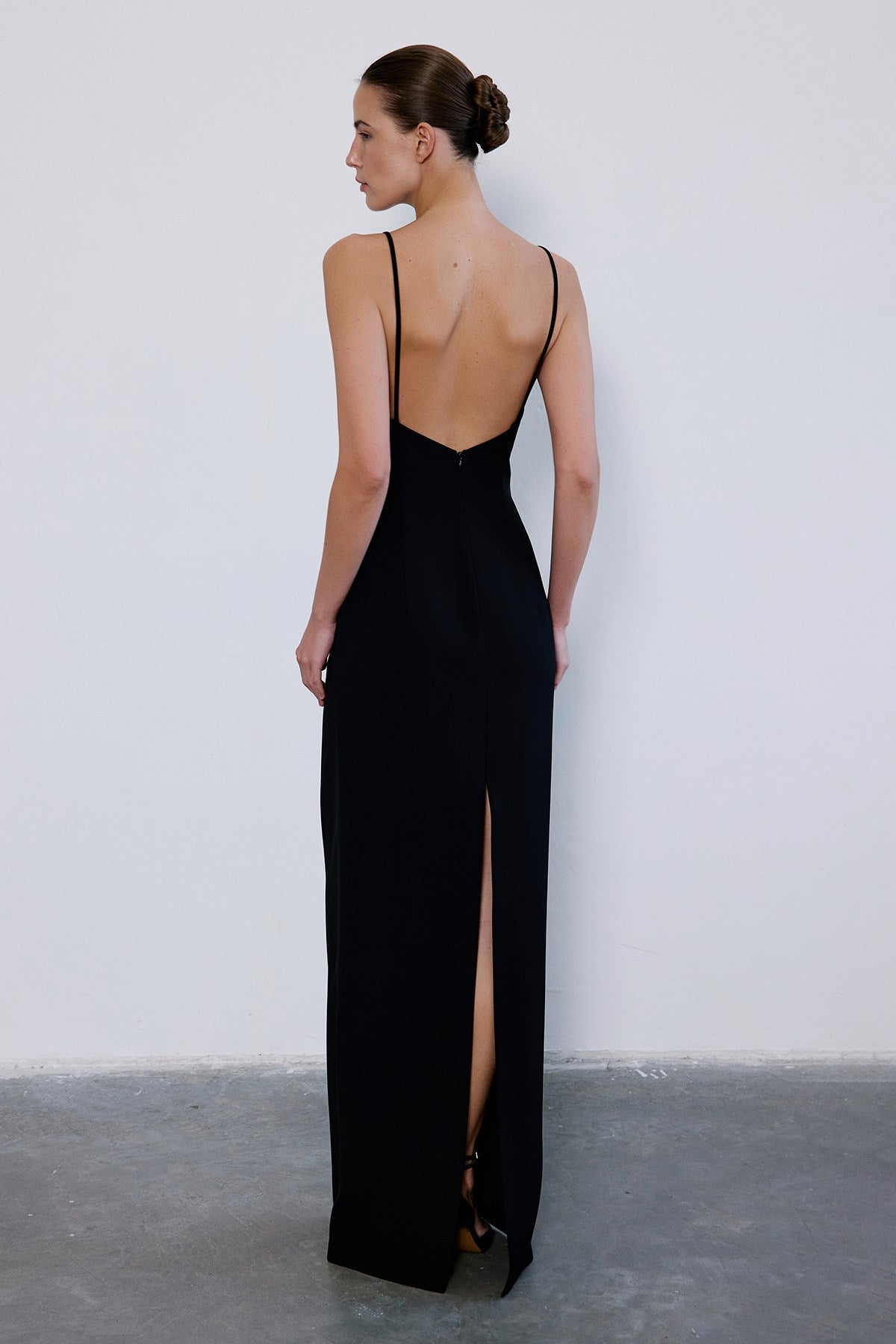 Strapless Slit Long Coral Dress