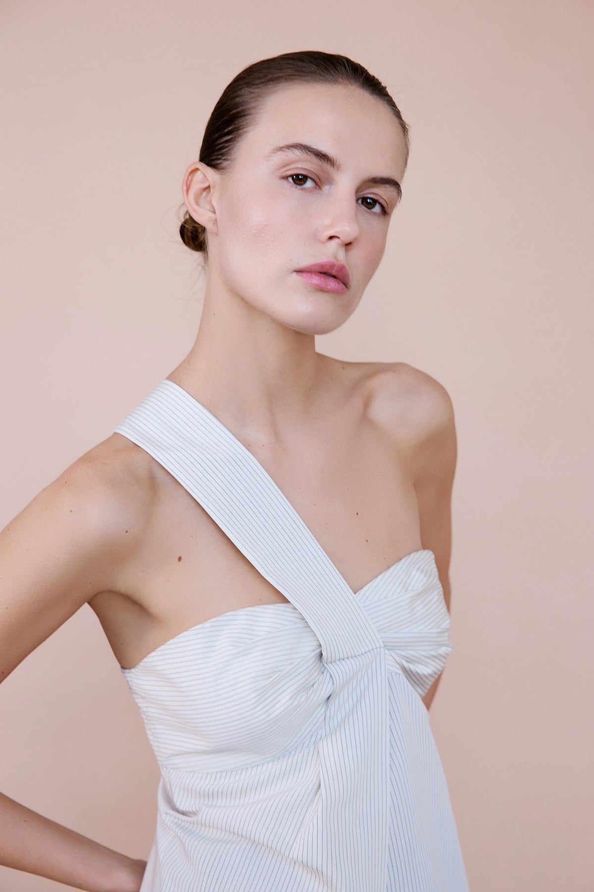 Striped One Shoulder Asymmetric Blouse