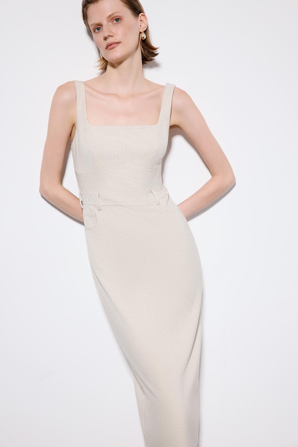 Striped Sleeveless Midi Dress