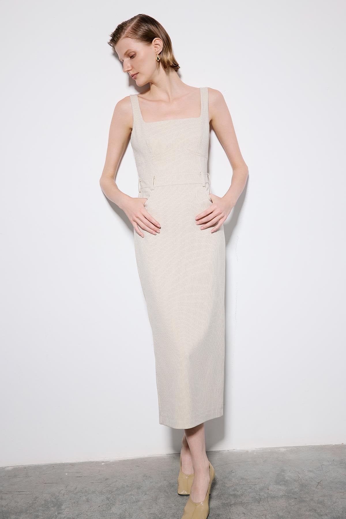 Striped Sleeveless Midi Dress