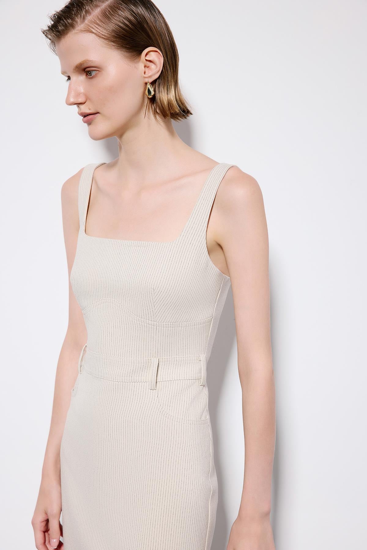 Striped Sleeveless Midi Dress