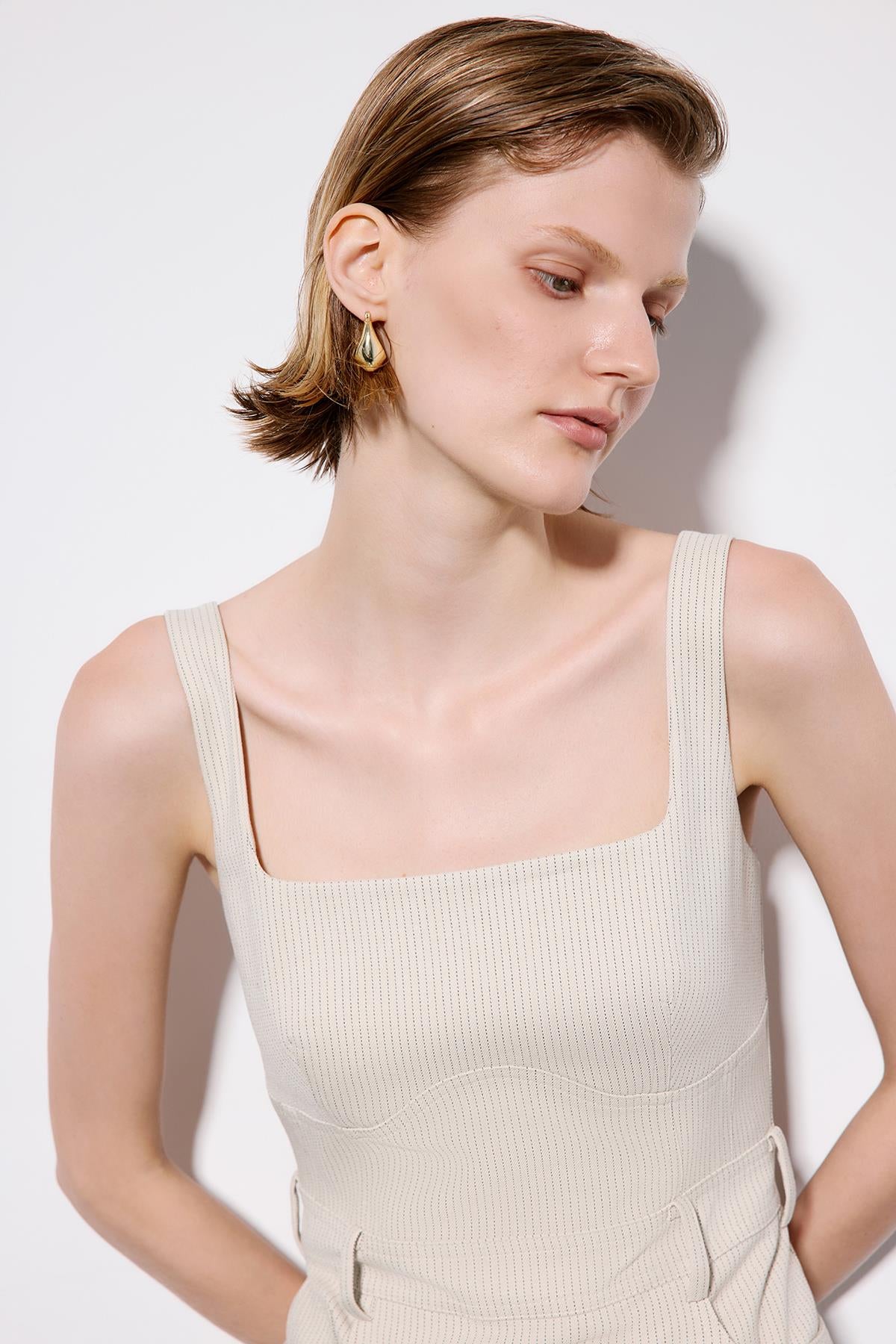 Striped Sleeveless Midi Dress