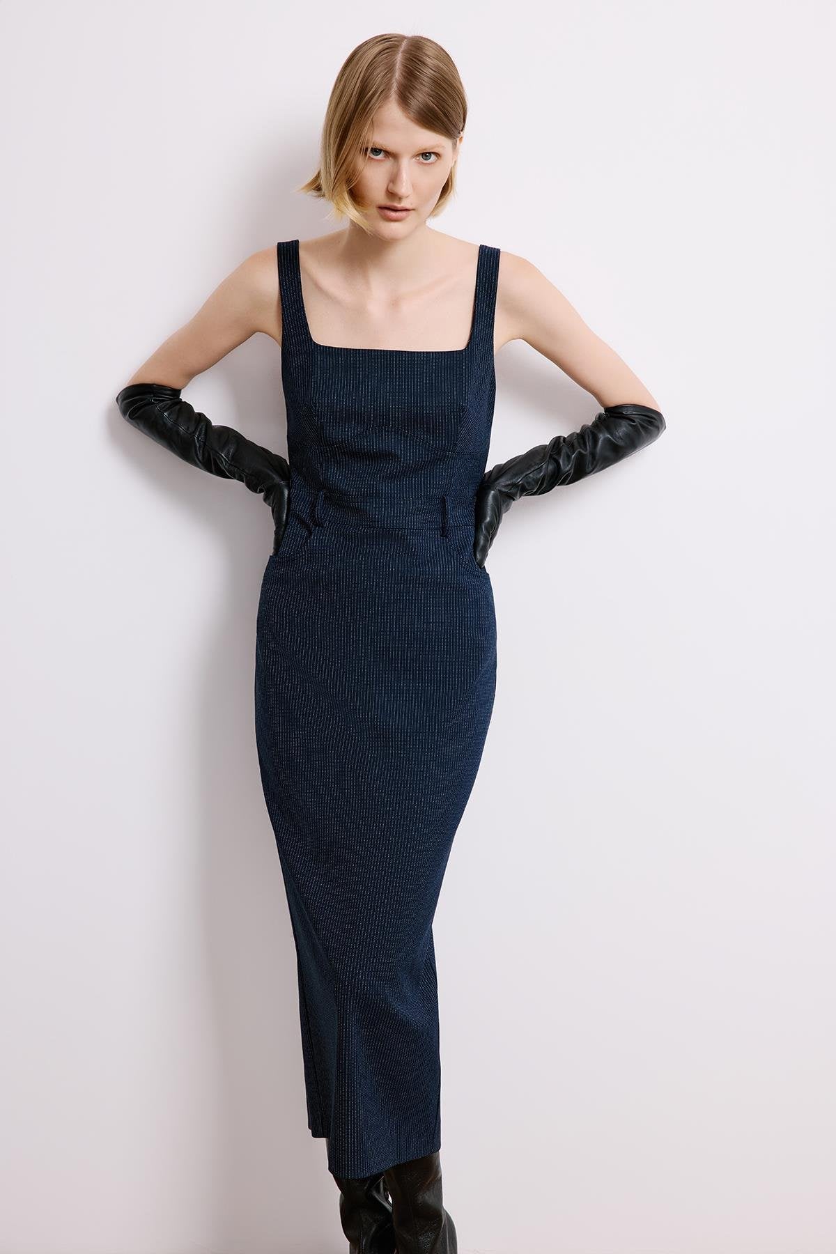 Striped Sleeveless Midi Dress