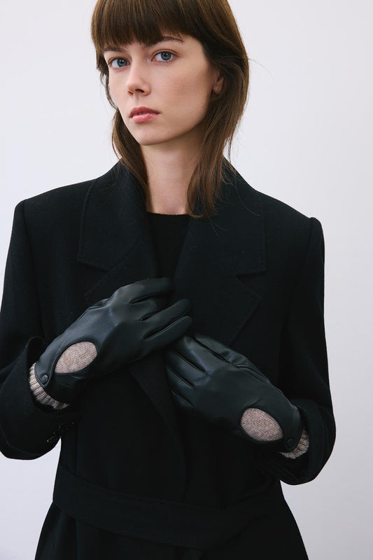 Textured Faux Leather Gloves
