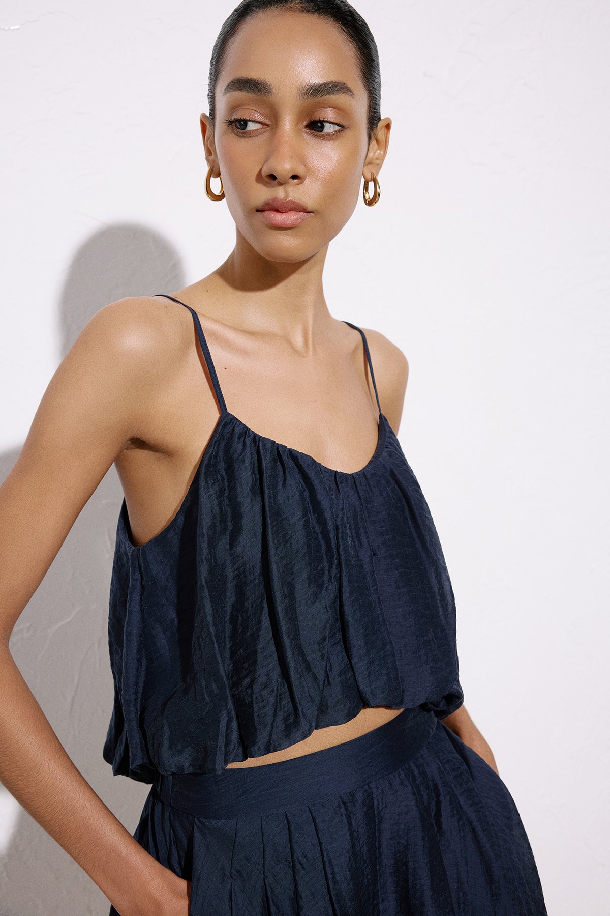 Thin Strap Crop Blue Blouse