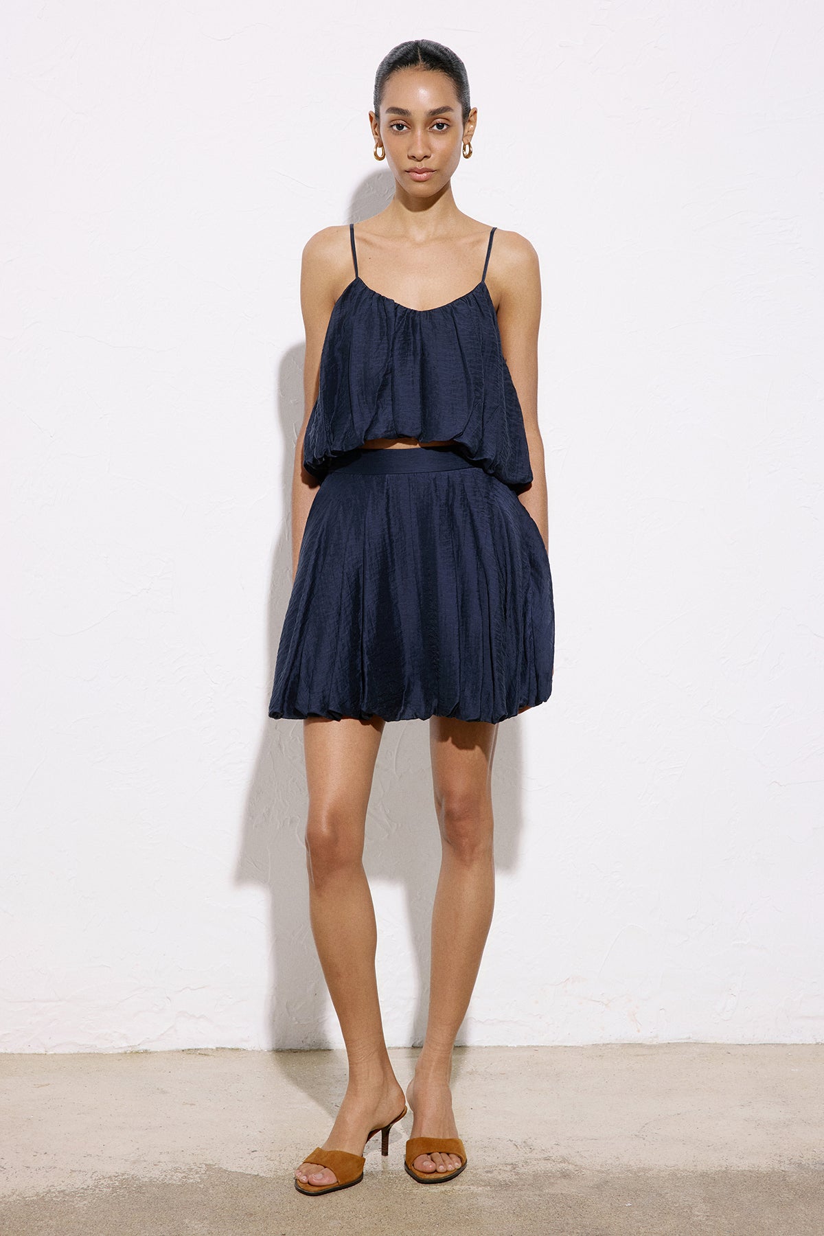 Thin Strap Crop Blue Blouse
