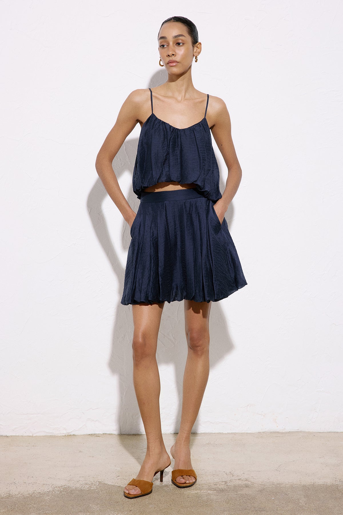 Thin Strap Crop Blue Blouse