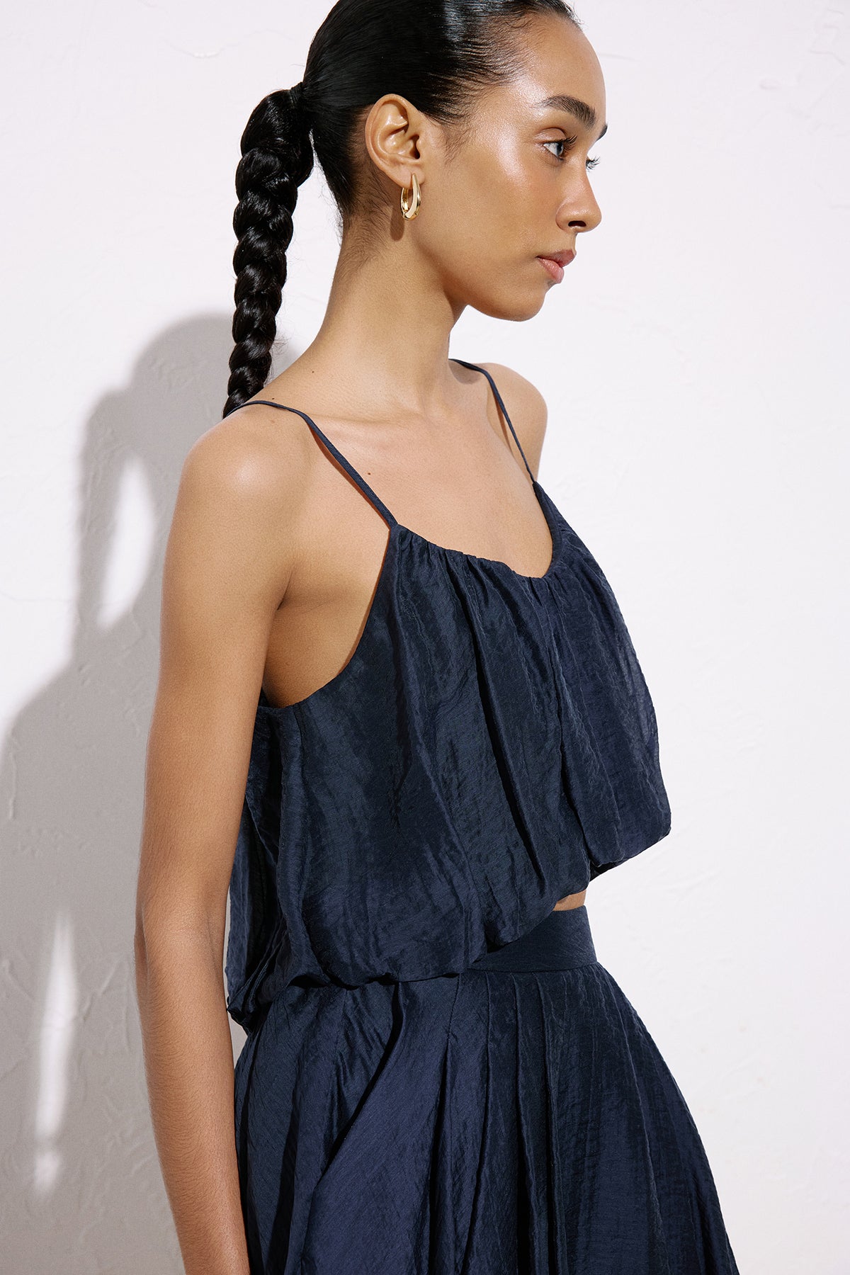 Thin Strap Crop Blue Blouse