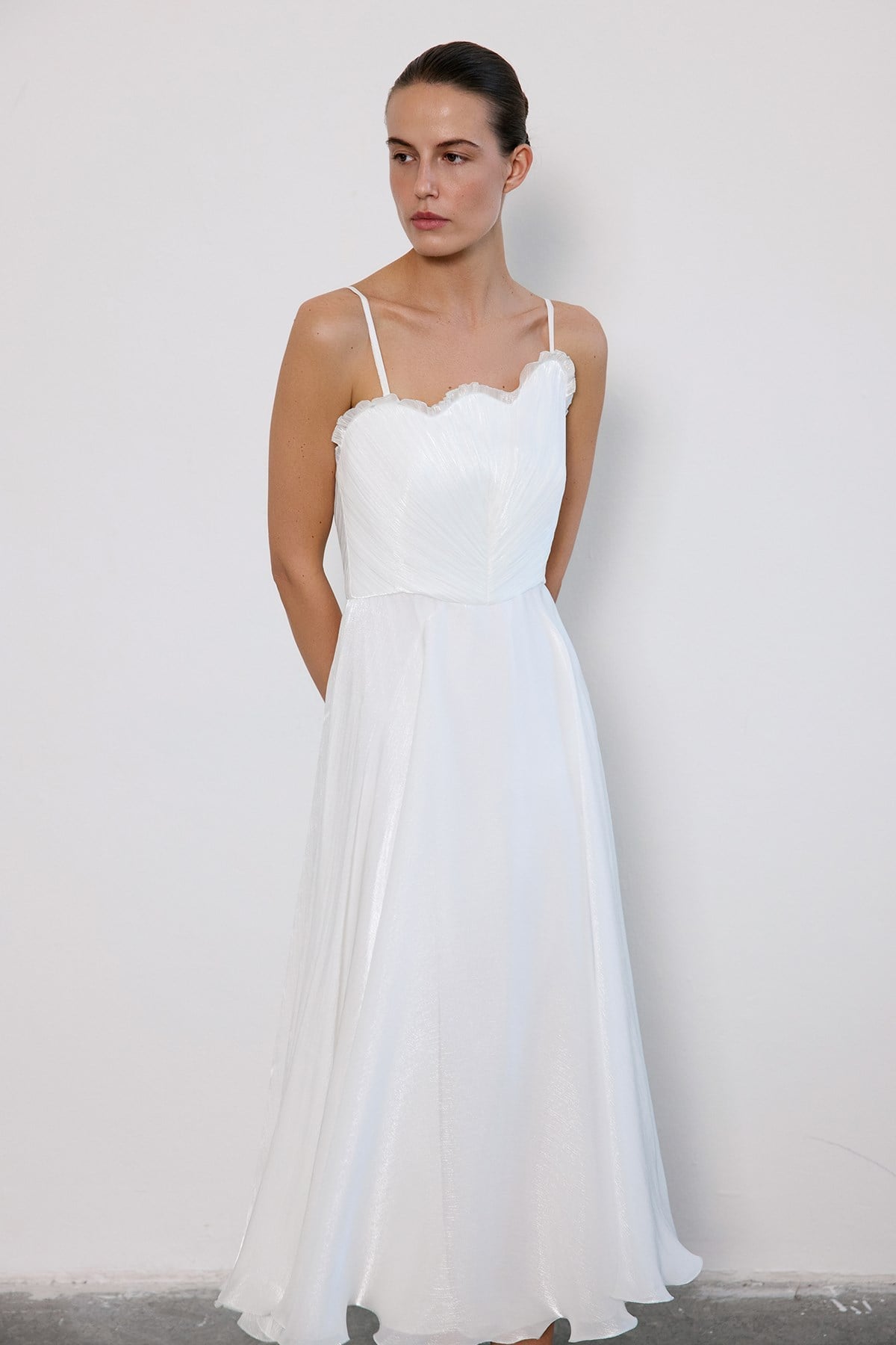 Thin Strap Flared Midi Dress