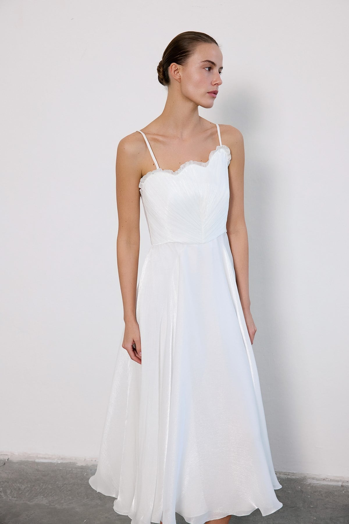 Thin Strap Flared Midi Dress