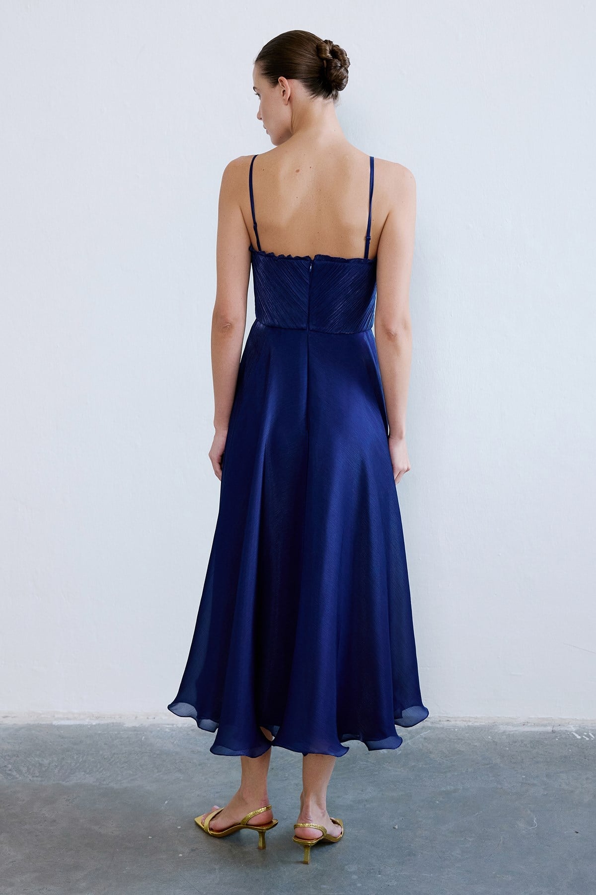 Thin Strap Flared Midi Dress