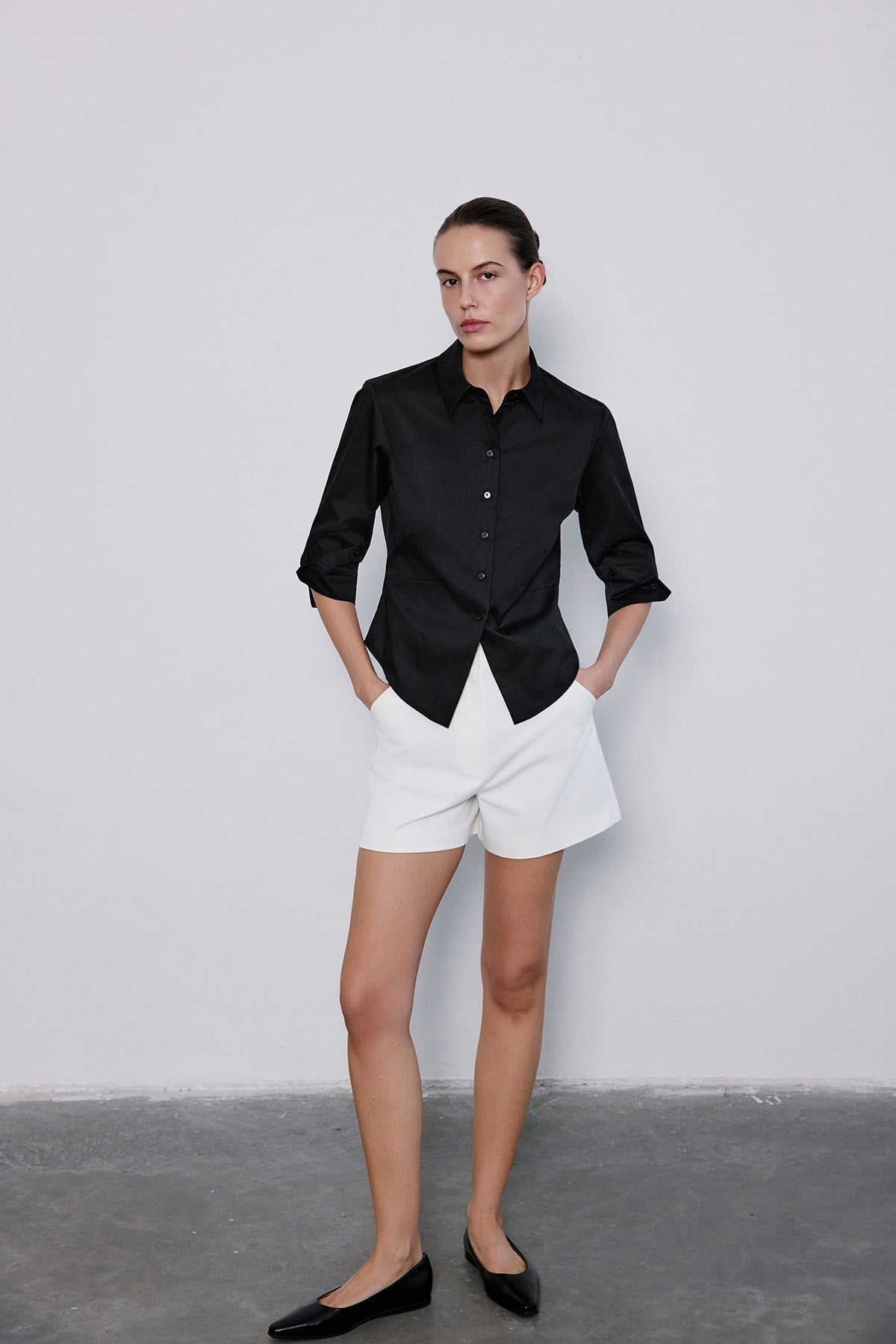 Three Quarter Sleeve Poplin Shirt