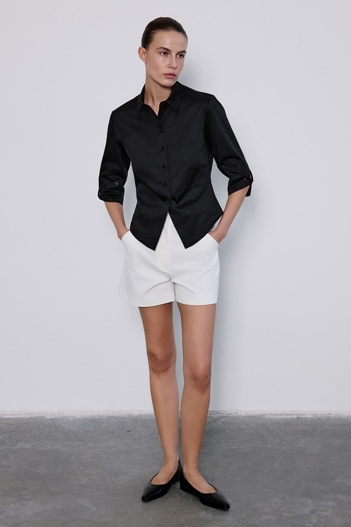 Three Quarter Sleeve Poplin Shirt