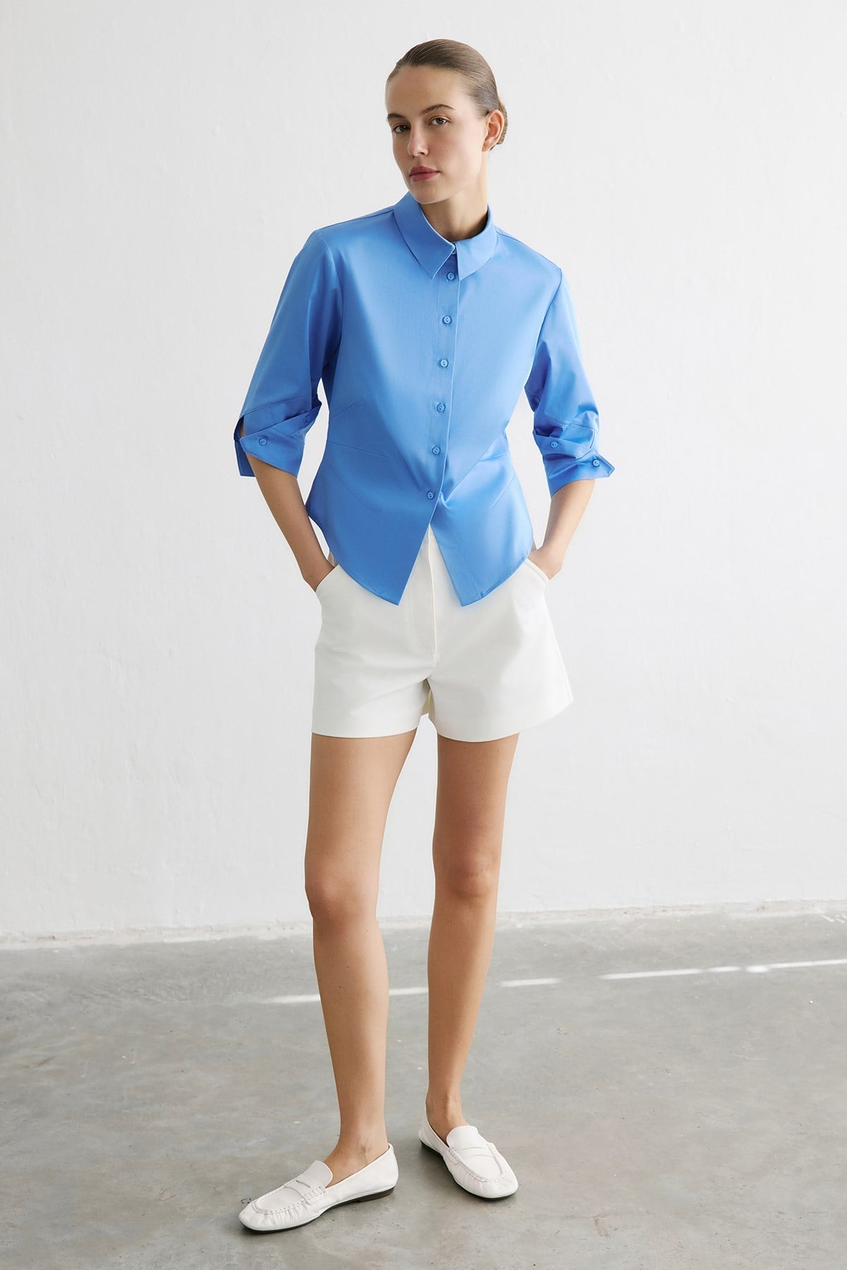 Three Quarter Sleeve Poplin Shirt