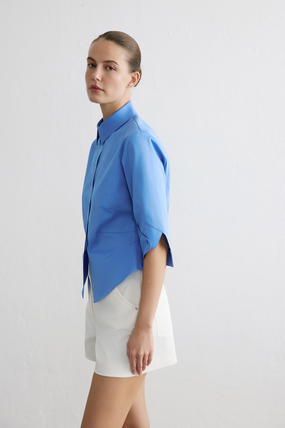 Three Quarter Sleeve Poplin Shirt