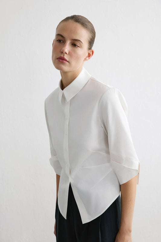 Three Quarter Sleeve Poplin Shirt