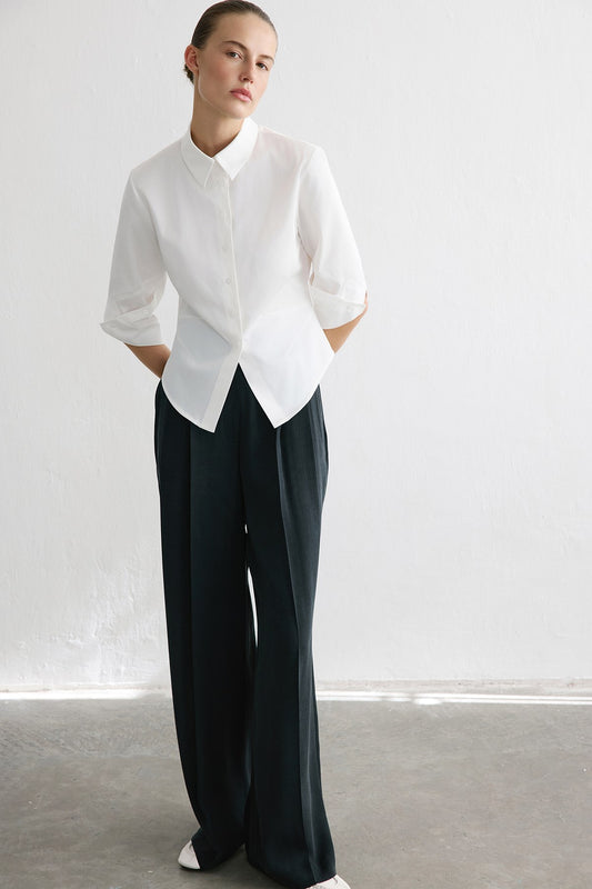 Three Quarter Sleeve Poplin Shirt