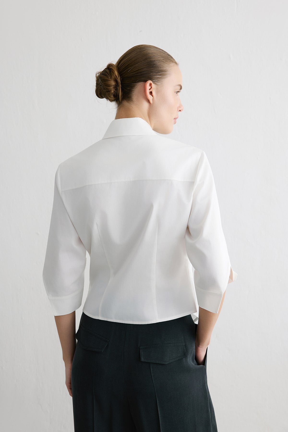 Three Quarter Sleeve Poplin Shirt