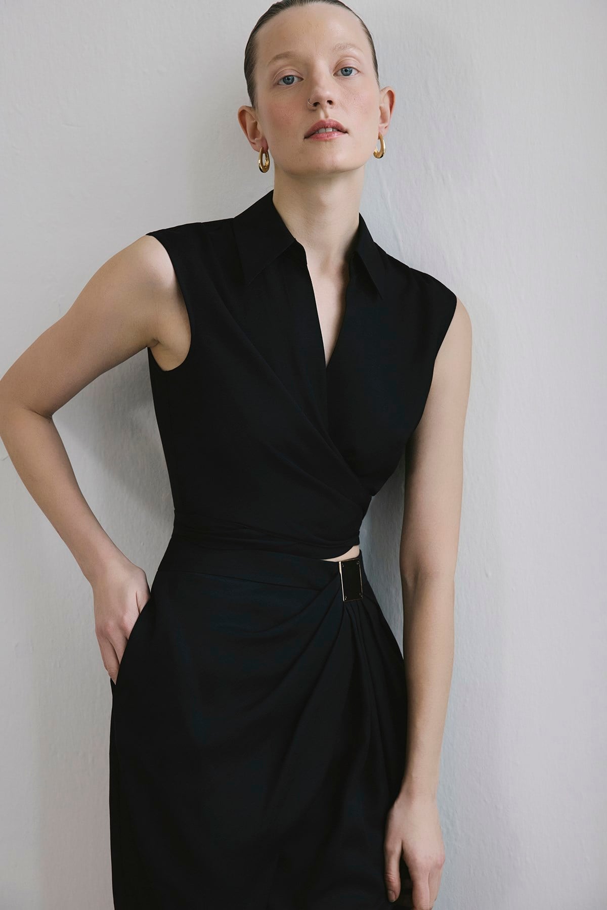 Tie Front Linen Blend Vest